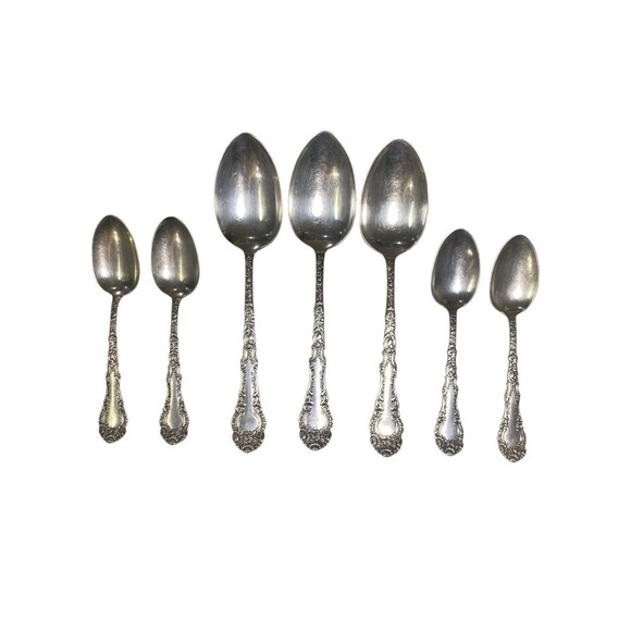 Vintage Rogers Bros XII (3) Serving Spoon & (4) Teaspoon Mixed Lot Of 7 - Picture 2 of 12